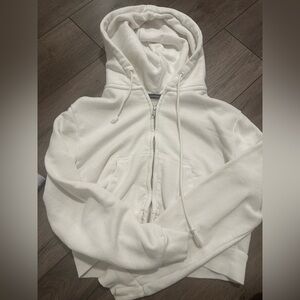 Brandy Melville White cropped zip up